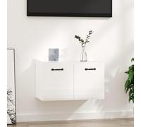 QUAHEAS Armoire murale, blanc brillant, 60 x 36,5 x 35 cm, en matériau dérivé du bois, avec 2 compartiments, grand espace de rangement, matériau robuste pour salon, bureau et cuisine