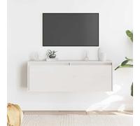 QUAHEAS Armoire murale blanche 100 x 30 x 35 cm, en pin massif, étagère murale flottante pour livres, objets de collection, rangement polyvalent dans le salon