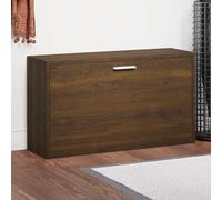 QUAHEAS Banc à chaussures marron aspect chêne avec cadre en aluminium robuste - 80 x 24 x 45 cm - Banc avec espace de rangement pour 5 à 6 paires de chaussures - Peu encombrant - Pour couloir, couloir