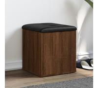 QUAHEAS Banc avec espace de rangement - Marron chêne - 42 x 42 x 45 cm - Rembourré - Avec coussin et couvercle - Pour couloir, salon, chambre à coucher - Peu encombrant comme banc à chaussures et