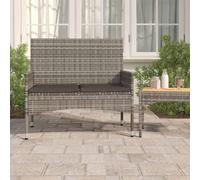 QUAHEAS Banc de jardin 2 places avec coussin gris en polyrotin résistant aux intempéries pour terrasse, jardin et extérieur, sièges confortables pour des heures de détente