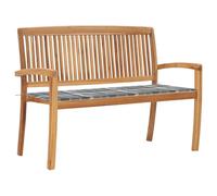 QUAHEAS Banc de jardin empilable en teck massif de 128,5 cm avec coussin confortable, résistant aux intempéries pour meubles de patio d'extérieur dans le jardin, idéal pour des heures de détente en