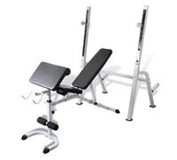 QUAHEAS Banc de musculation réglable en acier avec dossier à 7 niveaux, siège à 4 niveaux, coussin de bras curl, 150 x 45 x 123 cm, station de musculation pour musculation, développement