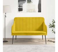 QUAHEAS Banc en velours jaune avec structure en métal 110 x 76 x 80 cm, assise et dossier rembourrés, coffre de rangement pour couloir, chambre à coucher, salle à manger, peu encombrant et confortable