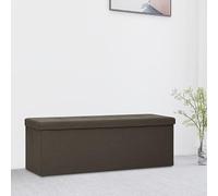 QUAHEAS Banc pliable avec espace de rangement, marron foncé, aspect lin, coffre rembourré avec couvercle, pliable pour couloir, chambre à coucher, salon, organisateur avec compartiment et coussin