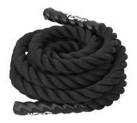QUAHEAS Battle Rope - Noir - 6 m - 4,5 kg - En polyester - Avec poignées antidérapantes - Pour entraînement de force et d'endurance - Accessoire de fitness polyvalent pour gym, vélo d'appartement