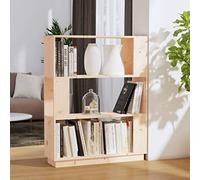 QUAHEAS Bibliothèque, 80 x 25 x 101 cm, en bois de pin massif, organisateur polyvalent pour livres, DVD, décoration, idéale comme séparateur de pièce pour le salon, la chambre à coucher, le bureau