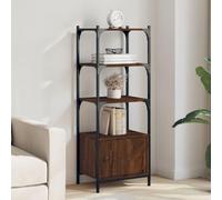 QUAHEAS Bibliothèque à 3 étagères, aspect chêne marron, 41 x 30 x 109,5 cm, rangement compact pour livres et décoration, étagère polyvalente pour salon, chambre ou bureau