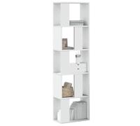 QUAHEAS Bibliothèque à 5 étagères, 45 x 23,5 x 162,5 cm, en bois blanc, idéale pour les livres, la décoration et l'organisation au bureau