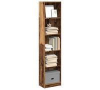 QUAHEAS Bibliothèque aspect bois vieilli 40 x 24 x 176 cm, fabriquée en matériau bois durable, idéale comme organisateur pour livres et décoration dans le salon, la chambre ou le bureau - Une étagère