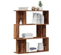 QUAHEAS Bibliothèque aspect bois vieilli 80 x 24 x 96 cm - En bois robuste avec 3 étagères - Idéale pour le salon, la chambre à coucher, le bureau