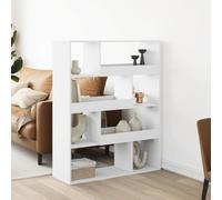 QUAHEAS Bibliothèque blanche 100 x 33 x 125,5 cm, en matériau dérivé du bois, 8 compartiments, étagère polyvalente pour livres, DVD et décoration, idéale comme séparateur de pièce, organisateur