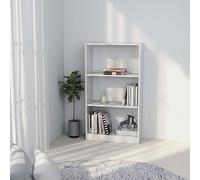 QUAHEAS Bibliothèque blanche à 3 compartiments, 60 x 24 x 109 cm, matériau en bois robuste, idéale comme étagère pour le rangement dans la chambre, organisateur polyvalent pour bibliothèque et salon