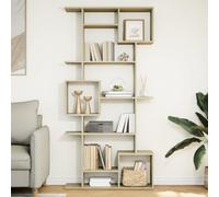 QUAHEAS Bibliothèque classique en chêne Sonoma 92 x 29 x 188 cm en bois robuste, offre un espace de rangement spacieux comme étagère pratique et organiseur, idéale comme bibliothèque pour n'importe