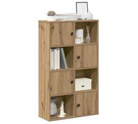 QUAHEAS Bibliothèque en chêne artisanal, 60 x 24 x 101,5 cm, avec porte, organisateur polyvalent pour livres, magazines, objets de collection, idéale pour chambre et salon