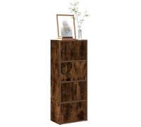 QUAHEAS Bibliothèque en chêne fumé 40 x 24 x 102 cm, étagère en bois solide avec porte, organisateur idéal pour livres et documents, solution de rangement polyvalente pour n'importe quelle pièce