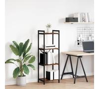 QUAHEAS Bibliothèque en chêne fumé, 40 x 30 x 118 cm, design industriel, matériau à base de bois pour salon, pieds réglables, design de rangement ouvert