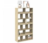 QUAHEAS Bibliothèque en chêne Sonoma 100 x 33 x 187,5 cm, étagère élégante en matériau dérivé du bois, organisateur polyvalent pour livres, DVD et décoration, idéale comme séparateur de pièce dans la