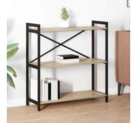 QUAHEAS Bibliothèque en chêne Sonoma - 80 x 30 x 83 cm - Design industriel - En bois - Avec étagère - Pieds réglables - Espace de rangement pour salon, chambre à coucher