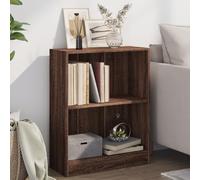 QUAHEAS Bibliothèque marron aspect chêne 60 x 24 x 76 cm en matériau dérivé du bois Étagère compacte avec 2 compartiments pour livres, dossiers, décoration, idéale pour salon, chambre à coucher