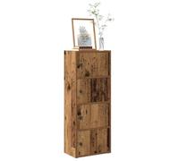 QUAHEAS Bibliothèque moderne, aspect bois vieilli, matériau en bois durable, 40 x 24 x 102 cm, organisateur polyvalent avec portes pour le rangement, idéale comme étagère et case à livres dans la