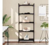 QUAHEAS Bibliothèque moderne noire avec 5 étagères, 60 x 30 x 154 cm, en bois durable et métal solide, une étagère polyvalente pour chaque pièce, idéale comme organisateur de livres et porte-livres.