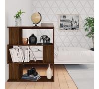 QUAHEAS Bibliothèque, séparateur de pièce, aspect chêne, marron, 80 x 24 x 96 cm, en matériau dérivé du bois, étagère de rangement polyvalente pour livres, décoration