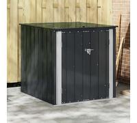 QUAHEAS Boîte de rangement de jardin en acier noir - 101,5 x 107 x 100 cm - Avec serrure verrouillable - Résistant aux intempéries - Pour l'extérieur et le rangement des outils, vélo, tondeuse à gazon