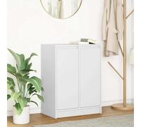 QUAHEAS Buffet blanc en bois 57 x 34 x 76 cm avec espace de rangement, 2 portes, 2 étagères, charge maximale : 60 kg, polyvalent comme armoire de cuisine, salle à manger ou salon pour un rangement