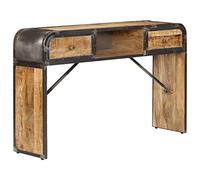 QUAHEAS Buffet en bois de manguier massif 120 x 30 x 75 cm avec 2 tiroirs et compartiment, poli et laqué, buffet robuste avec espace de rangement pour salon et salle à manger