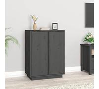 QUAHEAS Buffet gris en pin massif 60 x 35 x 80 cm - Avec espace de rangement - Buffet buffet pour salon et salle à manger - Avec étagère et support mural