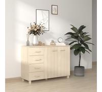 QUAHEAS Buffet Hamar - Marron miel - En pin massif - 113 x 40 x 80 cm - Avec 2 portes et 4 tiroirs - Meuble buffet stable avec espace de rangement pour salon et salle à manger