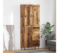 QUAHEAS Buffet haut avec tiroirs en bois recyclé 69,5 x 34 x 180 cm - Buffet buffet en 2 parties avec espace de rangement pour salon et salle à manger