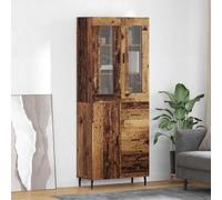 QUAHEAS Buffet haut avec tiroirs en bois recyclé 69,5 x 34 x 180 cm - Buffet en 2 parties avec beaucoup d'espace de rangement pour salon et salle à manger - Buffet moderne
