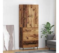 QUAHEAS Buffet haut avec tiroirs en bois recy t bois d'ingénierie, verre, 69,5 x 34 x 180 cm, buffet buffet en 2 parties avec espace de rangement pour salle à manger et salon