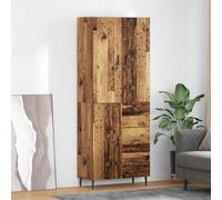 QUAHEAS Buffet haut avec tiroirs en bois recy t verre, 69,5 x 34 x 180 cm, buffet buffet en 2 parties avec espace de rangement pour salle à manger et salon