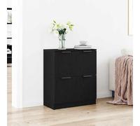 QUAHEAS Buffet noir aspect chêne 60 x 30 x 70 cm avec 4 portes, meuble de rangement pour salon et salle à manger, buffet moderne avec rangement pratique