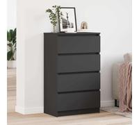 QUAHEAS Buffet noir en bois 60 x 35 x 98,5 cm avec 4 tiroirs, buffet moderne, armoire de rangement polyvalente pour salon, salle à manger et bureau, solution de rangement spacieuse