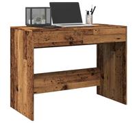 QUAHEAS Bureau aspect bois vieilli 101 x 50 x 76,5 cm - Robuste - Avec 2 tiroirs - Idéal pour le bureau à domicile et le travail informatique
