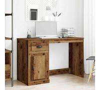 QUAHEAS Bureau avec espace de rangement, en bois recyclé, 50 x 115 x 75 cm, aspect rustique, pour bureau à domicile, travail informatique et projets créatifs, durable et élégant
