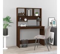 QUAHEAS Bureau compact en bois avec étagère, chêne marron, 102 x 45 x 148 cm, pour bureau à domicile, bureau et bureau