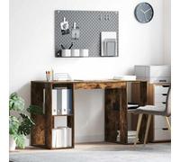 QUAHEAS Bureau marron, chêne massif fumé, table d'ordinateur rectangulaire pour bureau et bureau à domicile, bureau compact pour le travail