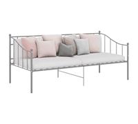 QUAHEAS Cadre de canapé-lit en métal Gris 90x200 cm avec barrière latérale pour Chambre, Studio ou Appartement, Support Robuste, Convertible en lit d'appoint Pratique pour invités