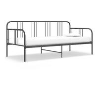 QUAHEAS Cadre de canapé-lit Gris métal 90x200 cm Structure Plateforme Robuste avec barrière latérale pour Chambre Adulte Enfant Studio Appartement