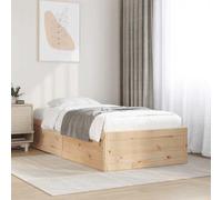 QUAHEAS Cadre de lit 75x190 cm en Bois Massif avec sommier à Lattes Design Moderne pour Chambre Adulte ou Enfant, Structure Robuste, Support de Matelas, idéal pour dortoir, Studio ou Chambre d'ado