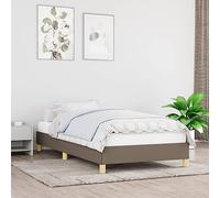 QUAHEAS Cadre de lit 90x190 cm Taupe en Tissu 100% Polyester avec sommier à Lattes Robuste, Pieds de Soutien en Bois d'ingénierie, Structure Plateforme Stable pour Chambre Adulte, Enfant ou Studio