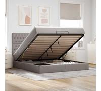QUAHEAS Cadre de lit avec sommier Plateforme Taupe 180x200 cm Tissu résistant avec Rangement Coffre hydraulique pour Chambre Adulte ou Enfant