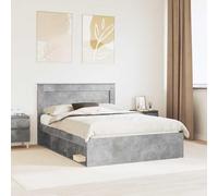 QUAHEAS Cadre de lit avec tête de lit béton 160 x 200 cm en pin Massif, Structure Plateforme Robuste avec Latte Support pour Chambre Adulte et Enfant, Design Moderne Facile à Nettoyer
