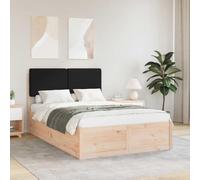QUAHEAS Cadre de lit avec tête de lit capitonnée noir 120x190 cm pin massif design moderne déhoussable pas besoin de sommier tapissier