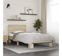 QUAHEAS Cadre de lit avec tête de lit Chêne Sonoma 80 x 200 cm Structure en Bois Massif Support pour Matelas Chambre Adulte ou Enfant Design Moderne et Durable